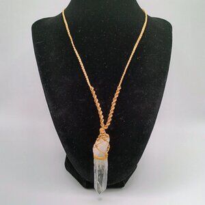 Natural Crystal Quartz Necklace Macrame Healing Handmade Jewelry Pendant
